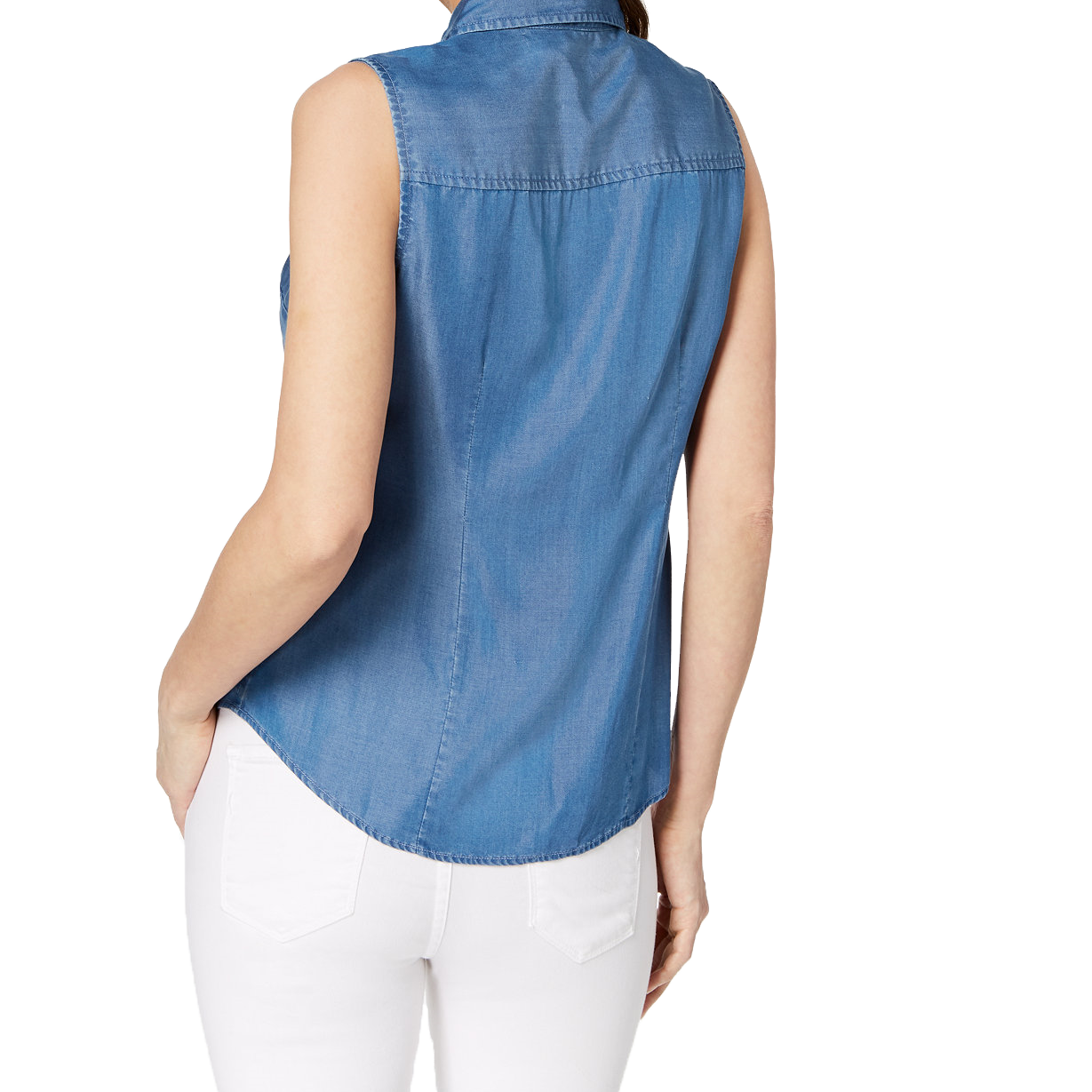 Charter Club Women Sleeveless Chambray Shirt