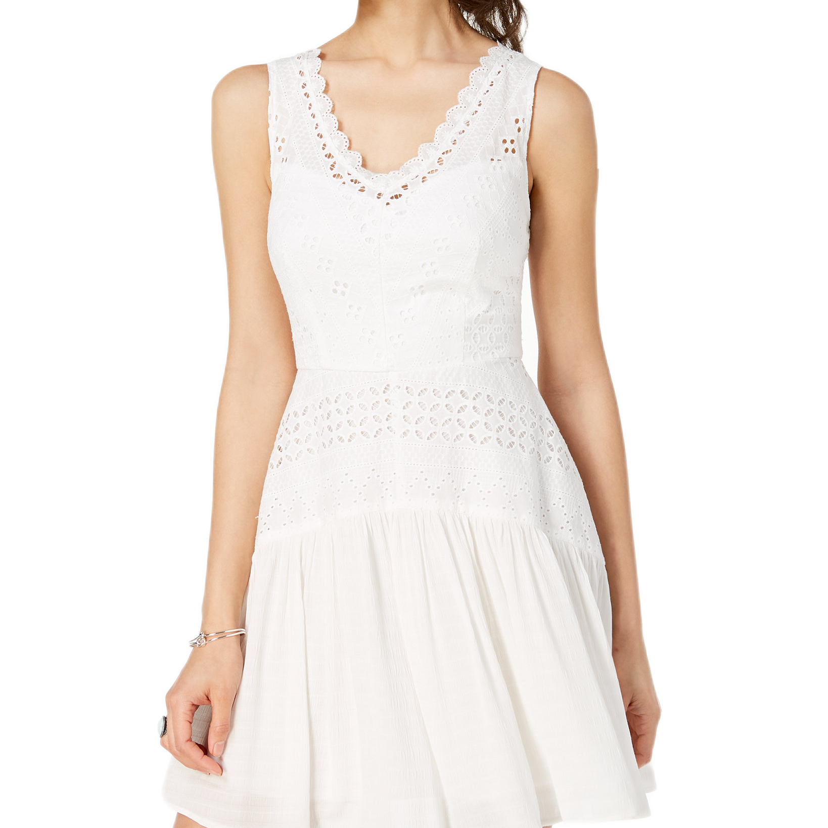 City Studios Juniors Eyelet Dress White