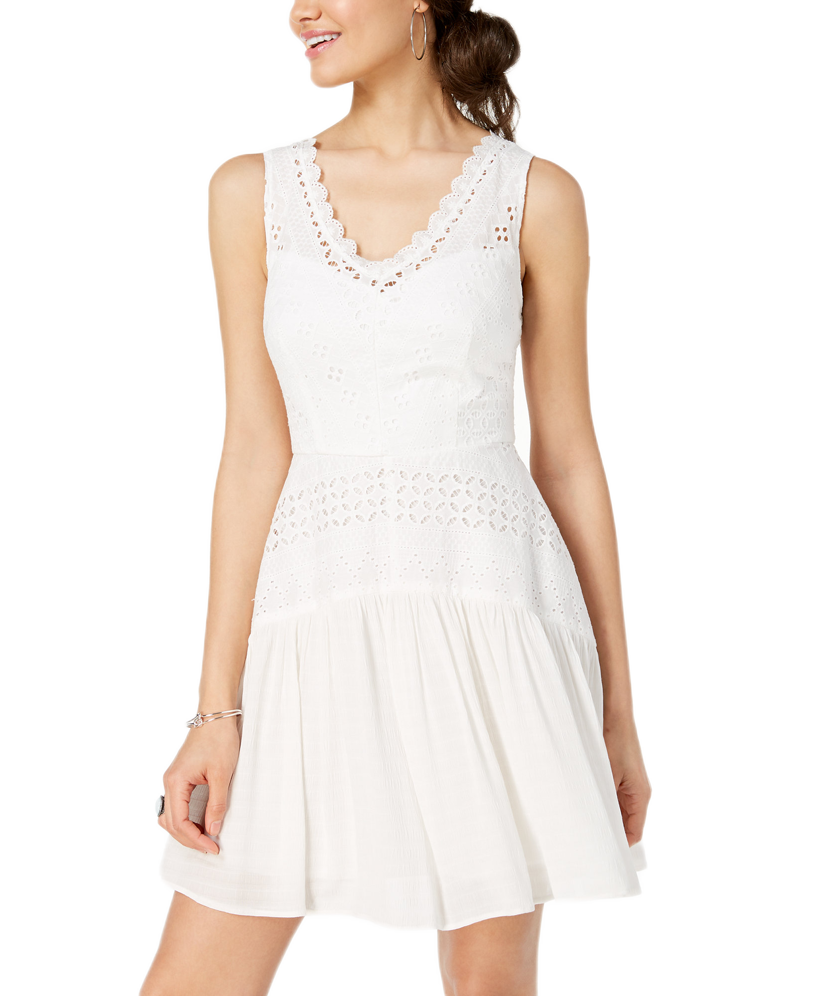 City Studios Juniors Eyelet Dress White