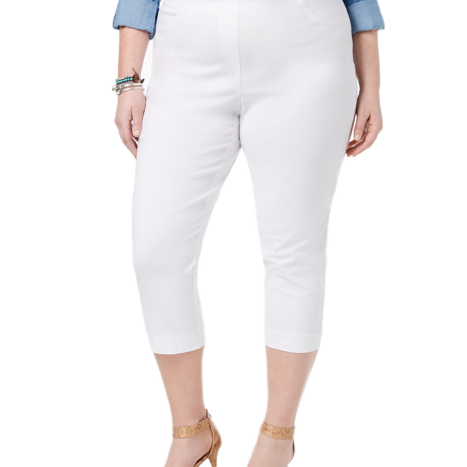 Style & Co Women Plus Capri Pants Bright White