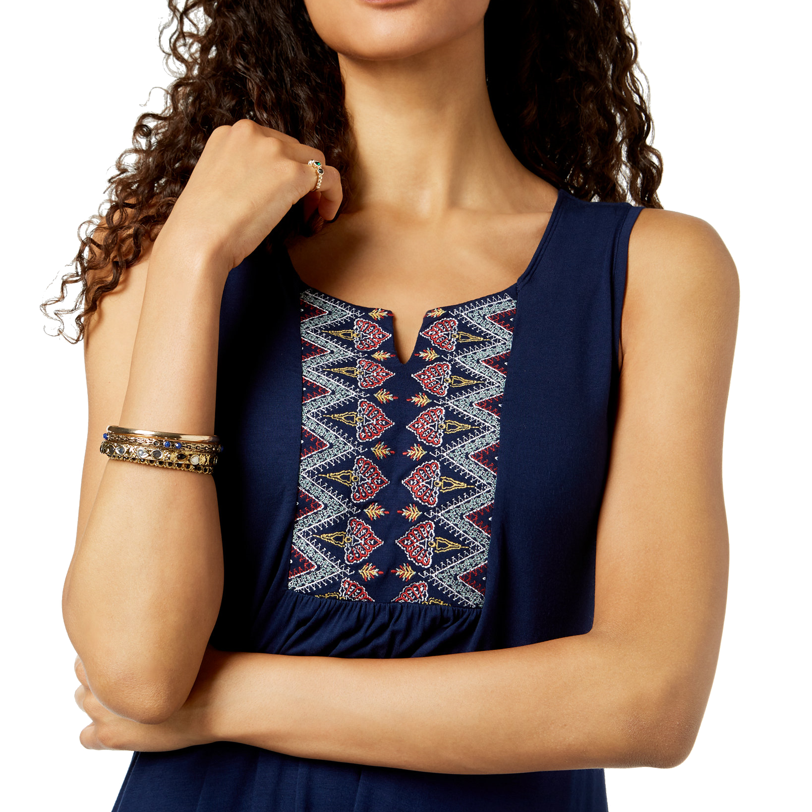 Style & Co Petite Embroidered High Low Dress