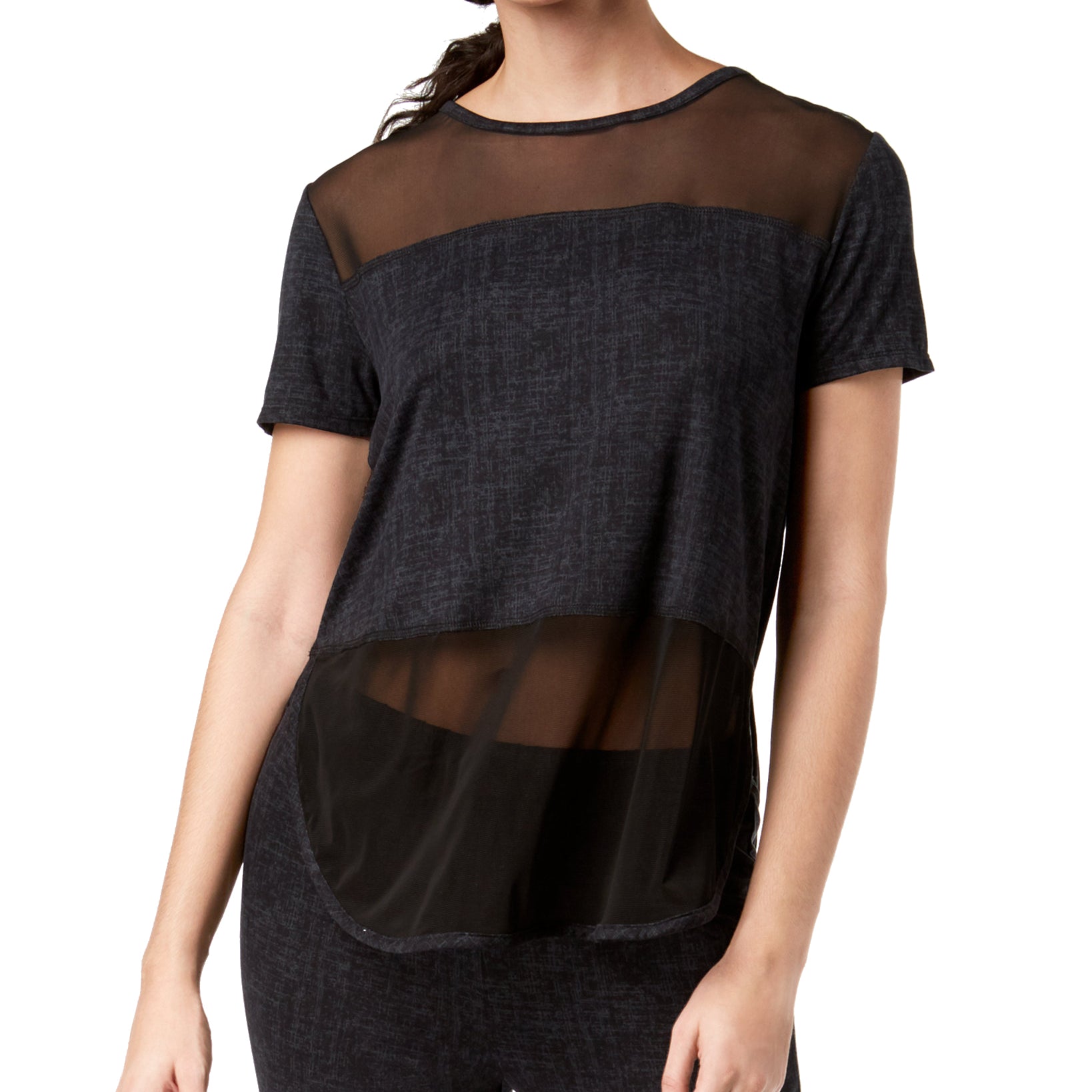 Ande Women Lush Luxe Mesh Panel Pajama Top Black
