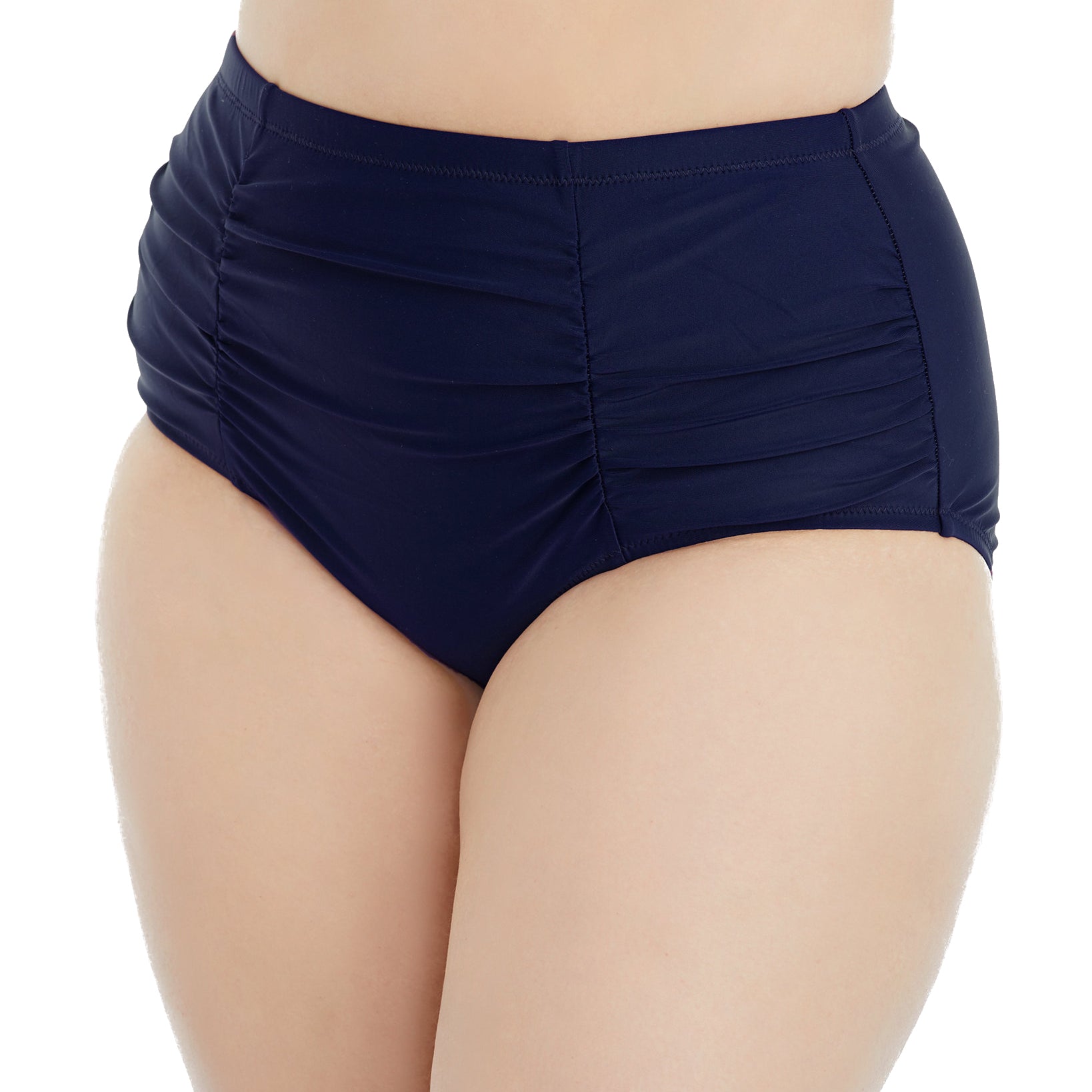 Raisins Women Plus Curve Trendy Costa Shirred High Waist Tummy Control Briefs Navy
