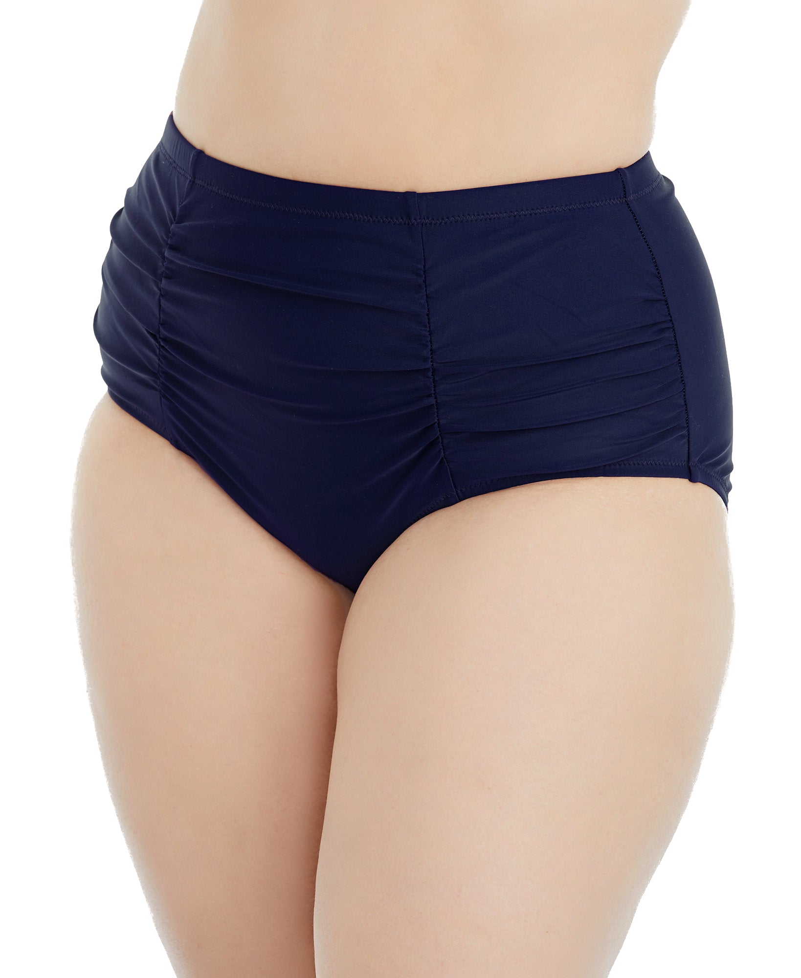 Raisins Women Plus Curve Trendy Costa Shirred High Waist Tummy Control Briefs Navy