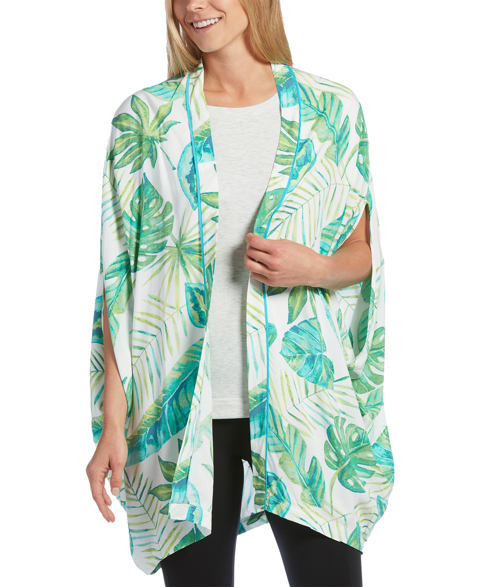 Hue Women Printed Sleep Wrap White Jungle Burst