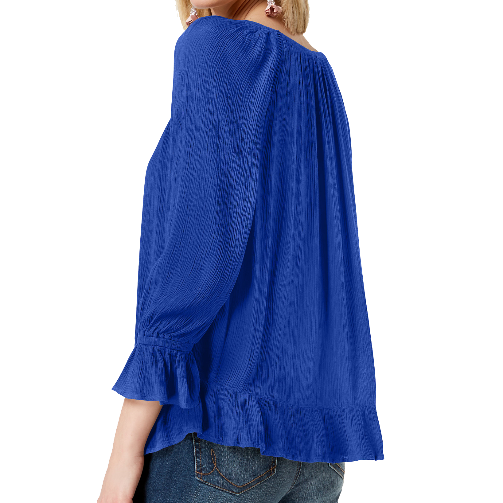 INC International Concepts Women Crepe Peasant Top