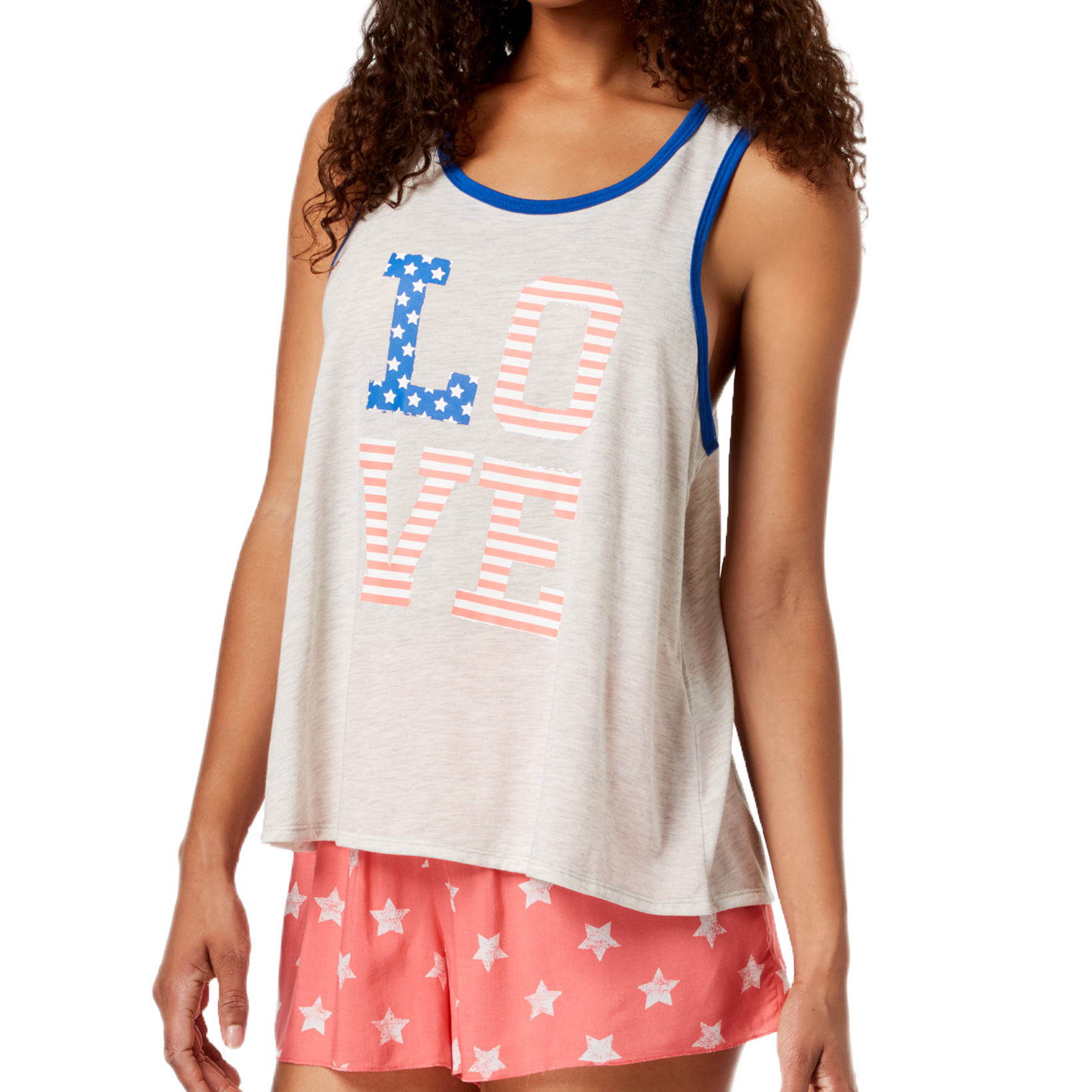 Jenni by Jennifer Moore Women Graphic Print Contrast Trim Pajama Tank