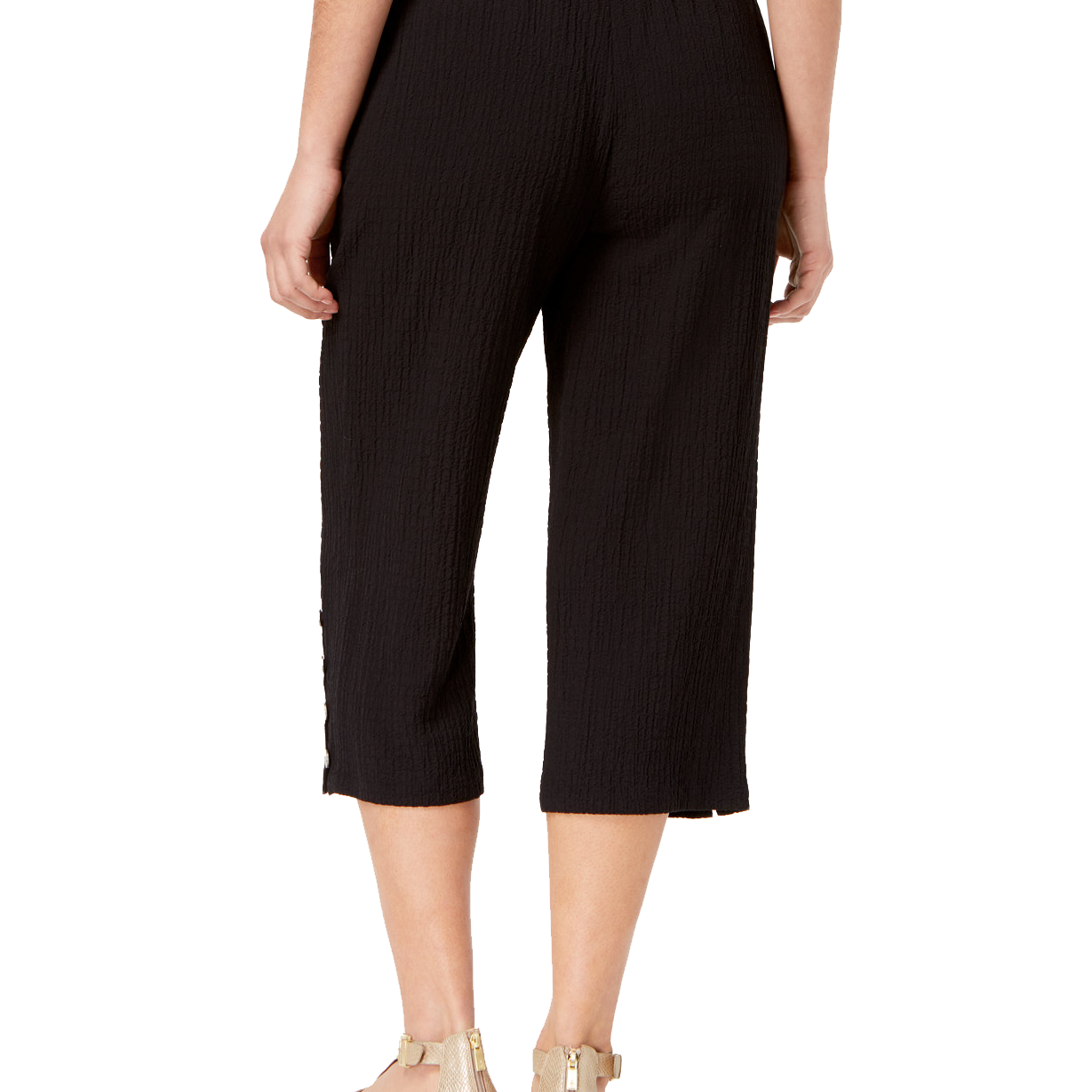 JM Collection Women Petite Button Hem Capri Pants