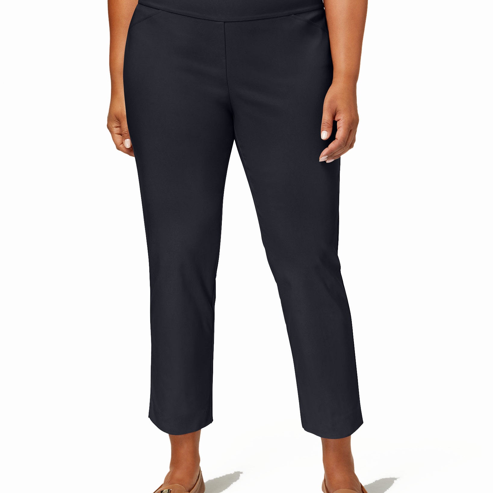 Charter Club Women Plus Cambridge Tummy Control Pull On Pants Deepest Navy