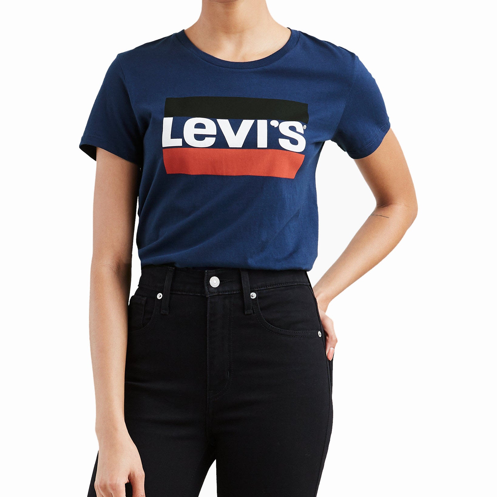 Levis Women Perfect Graphic Logo T Shirt Medieval Blue