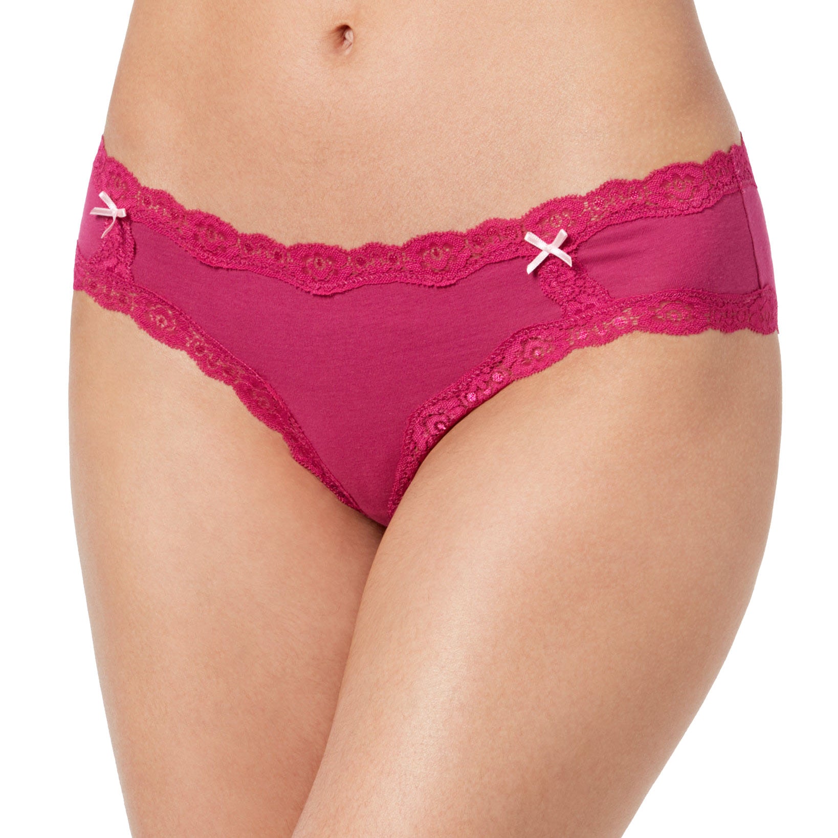 Jenni by Jennifer Moore Women Lace Trim Hipster Underwear Magemta Moon