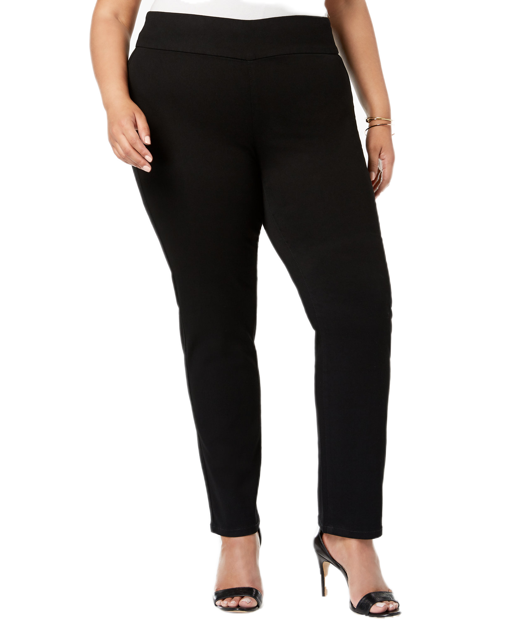 Charter Club Women Plus Pull On Stretch Straight Leg Jeans Saturated Black