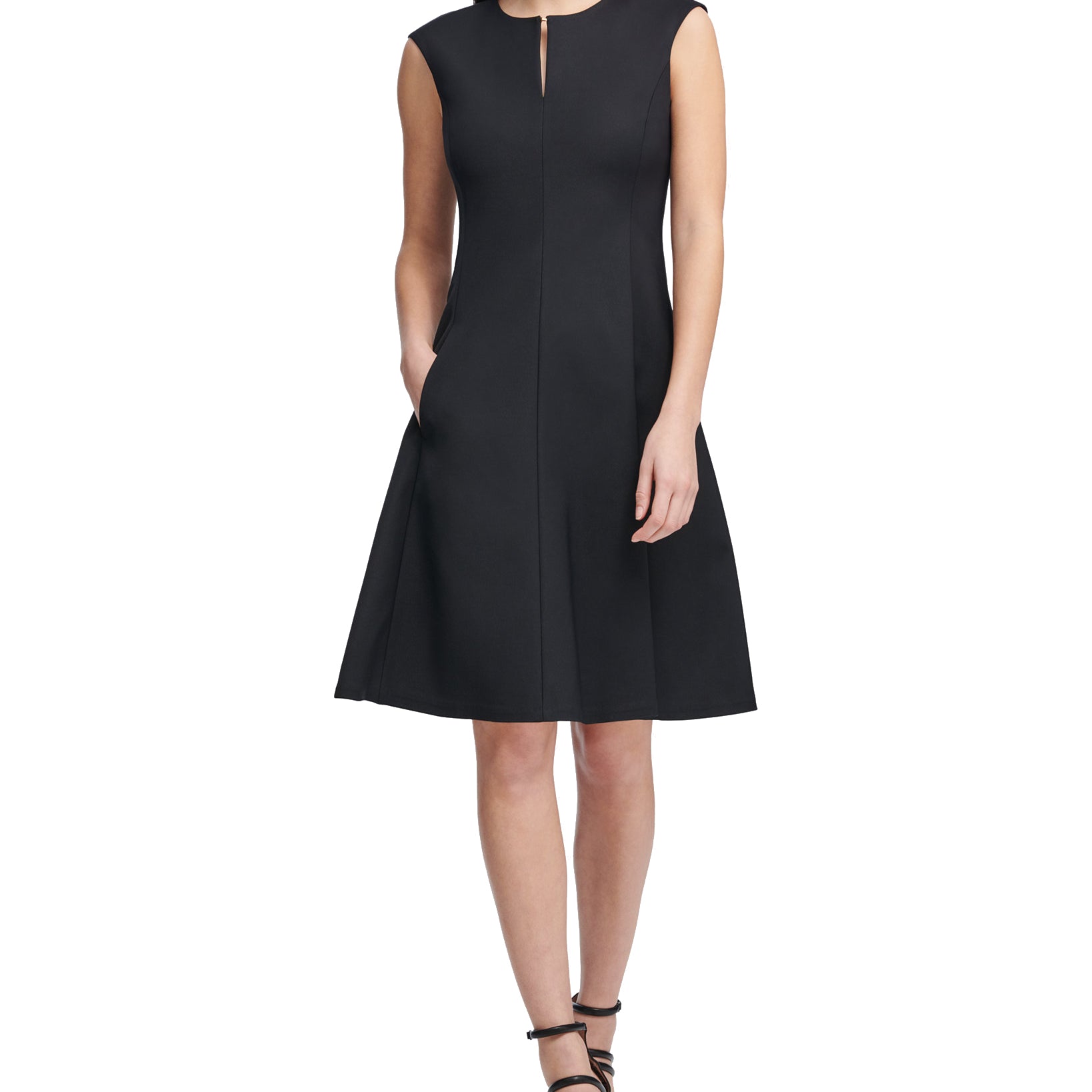 DKNY Women Cap Sleeve Keyhole Fit & Flare Dress