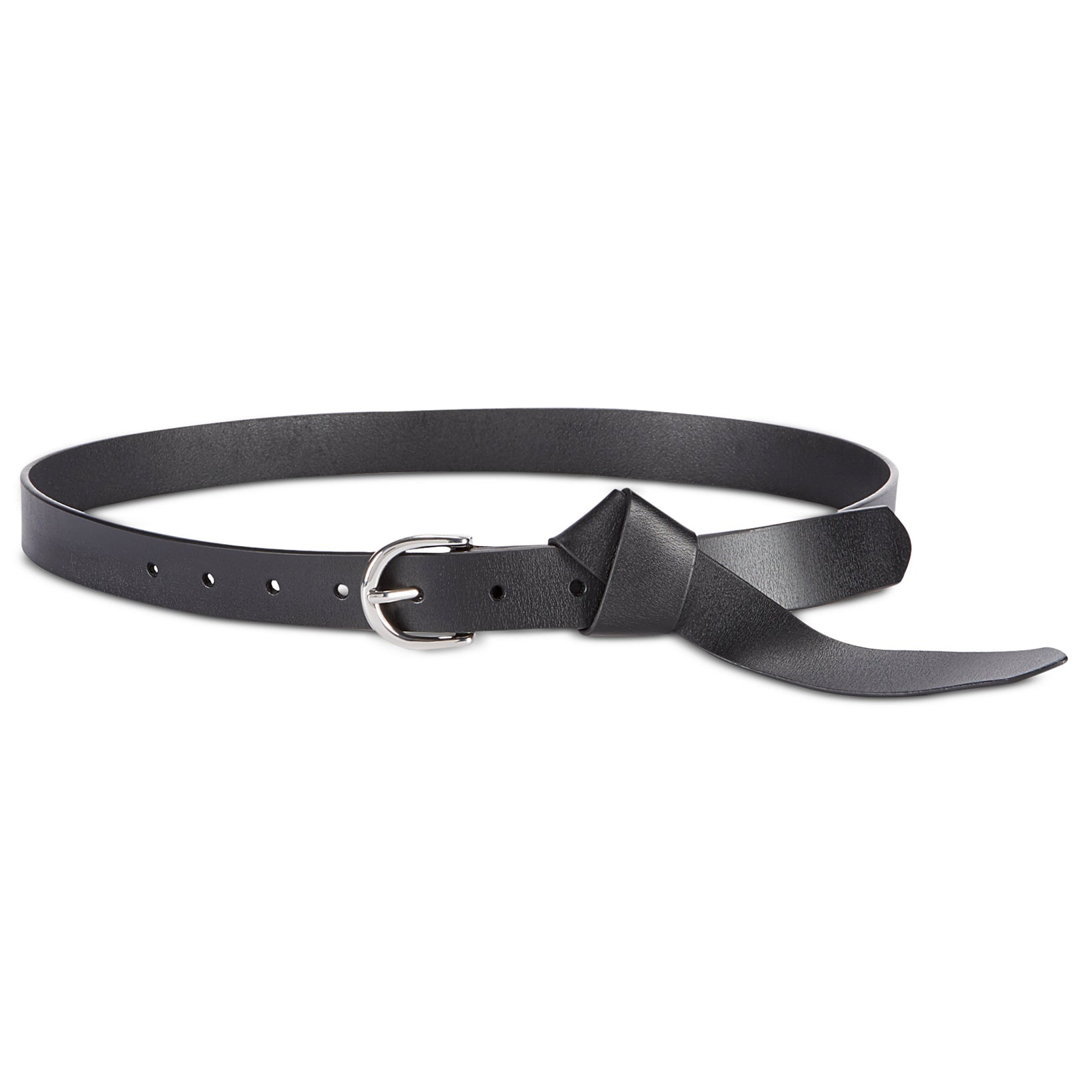 INC International Concepts Women Knotted Leather Belt Black