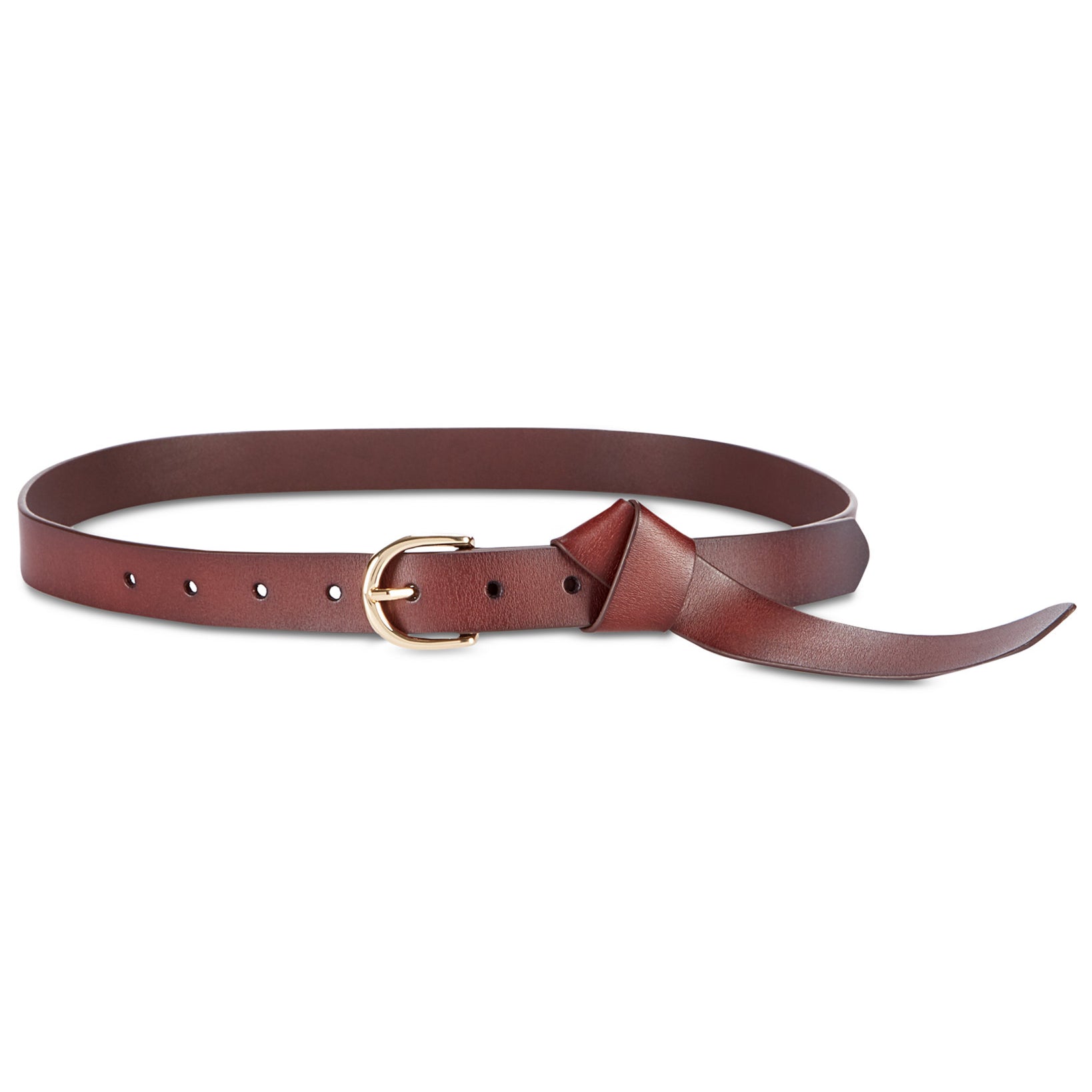 INC International Concepts Women Knotted Leather Belt Chocolate