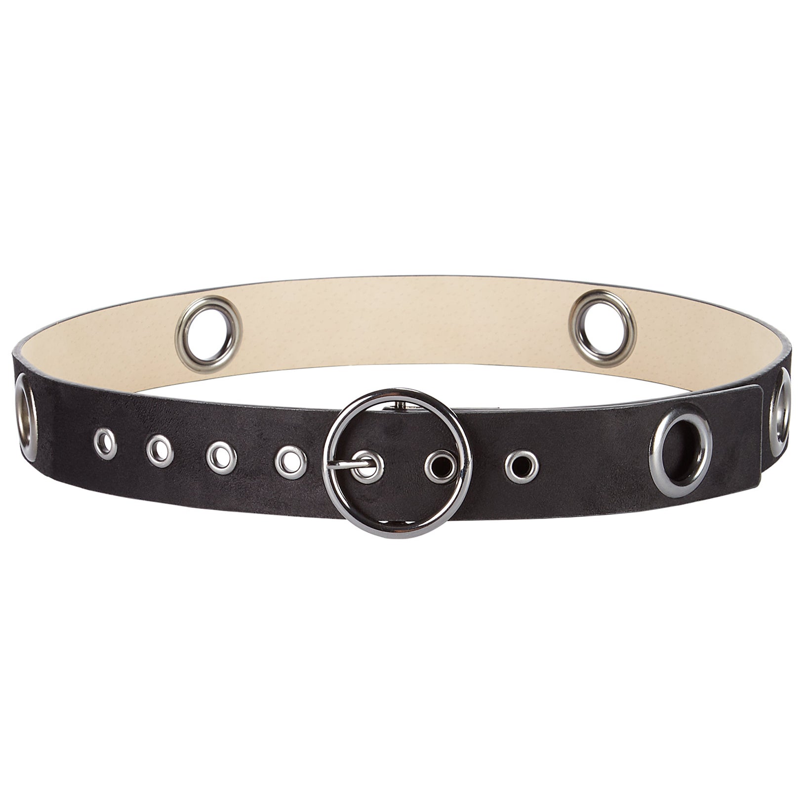 INC International Concepts Women Grommeted Belt Black Silver