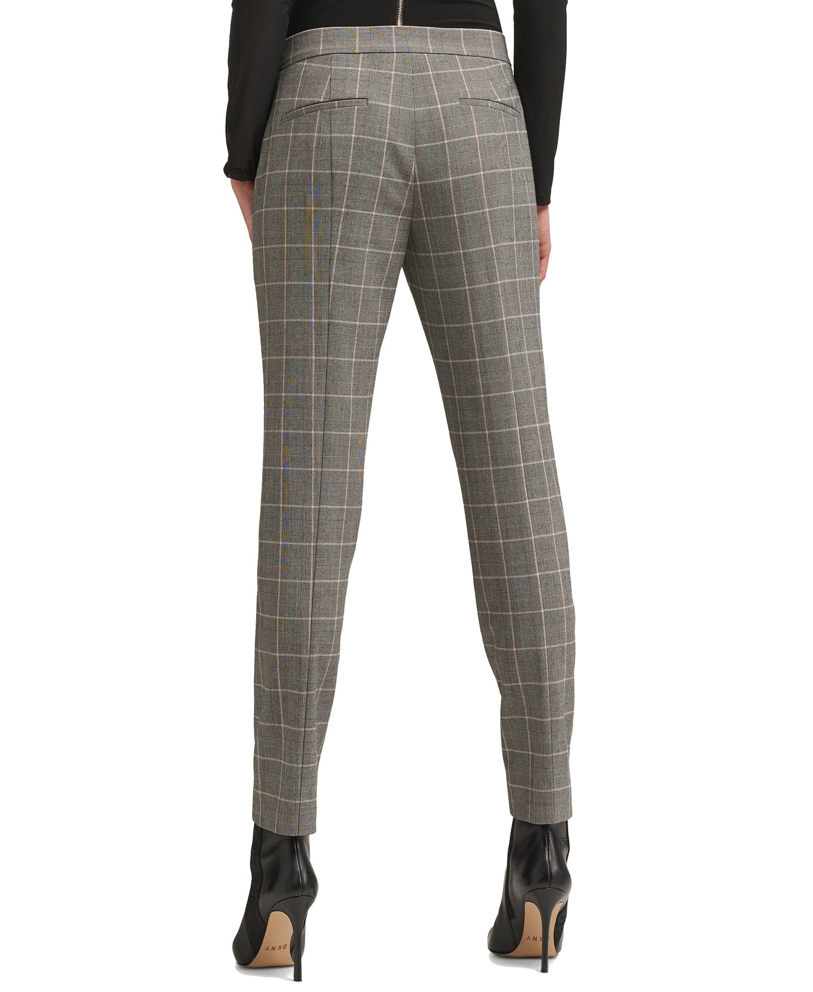 DKNY Women Plaid Straight Leg Pants