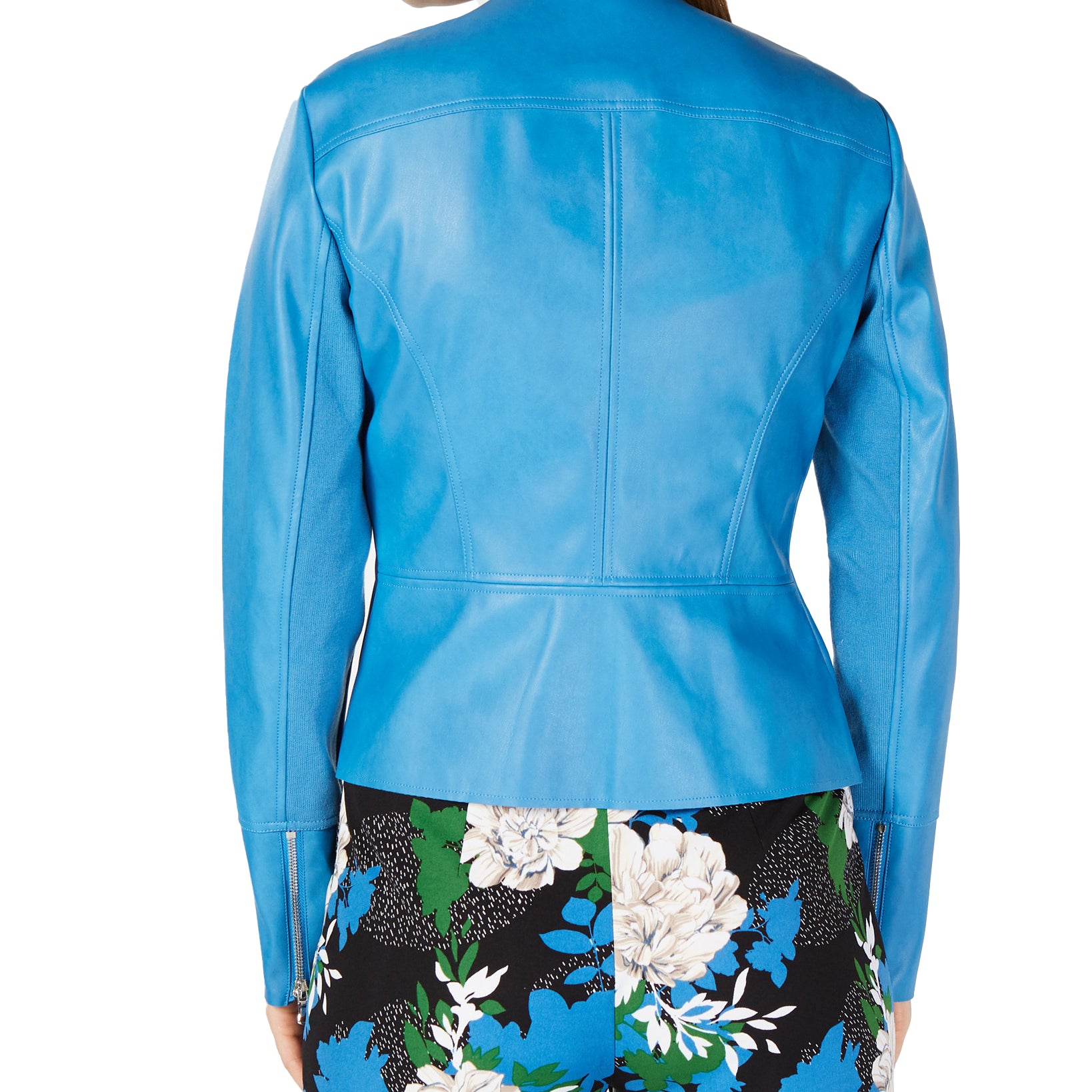INC International Concepts Women Draped Front Faux Leather Jacket