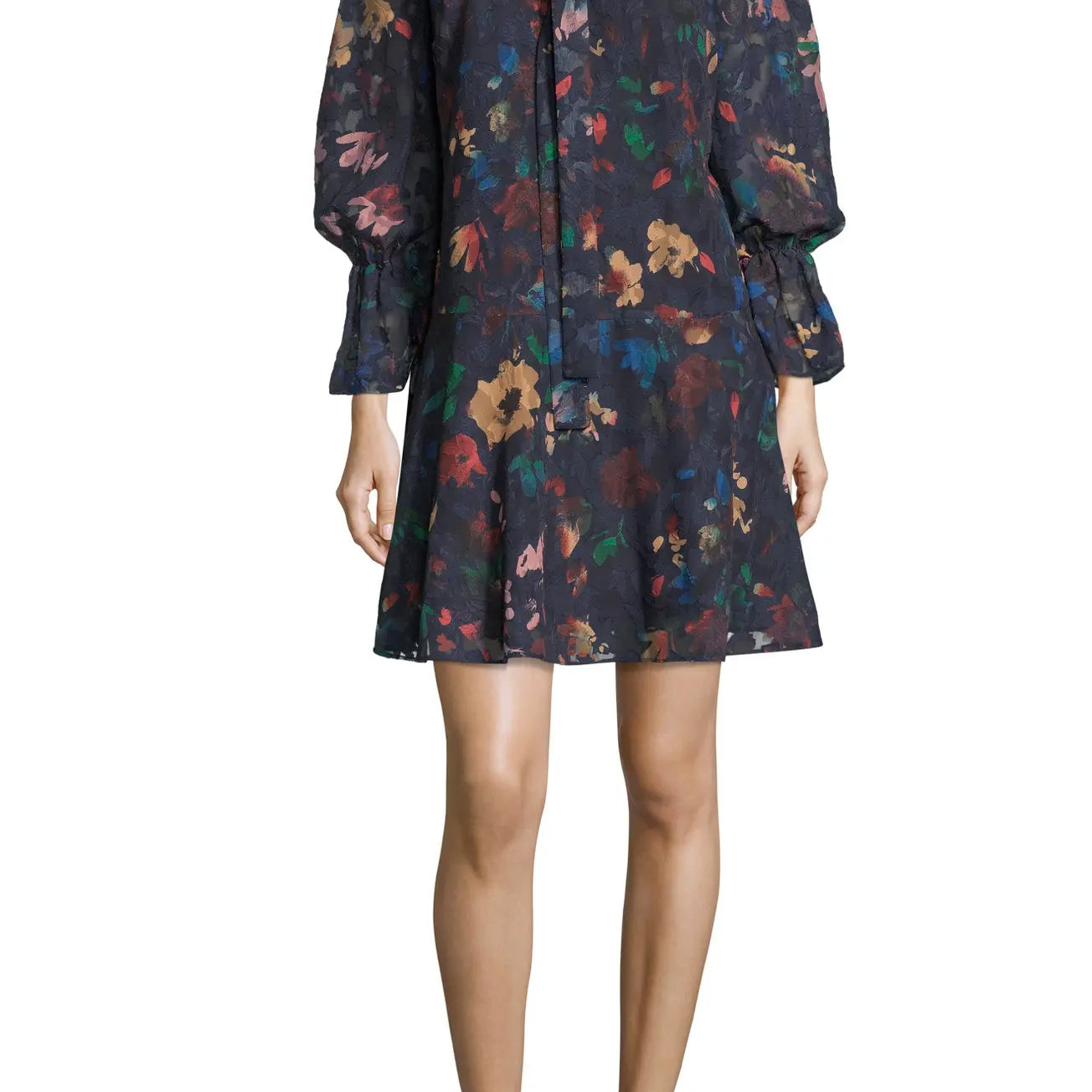 ECI Women Burnout Jacquard Shift Dress Black