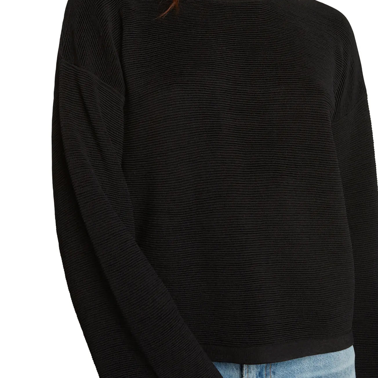 Willow & Clay Women Cutout Ribbed Sweater Black
