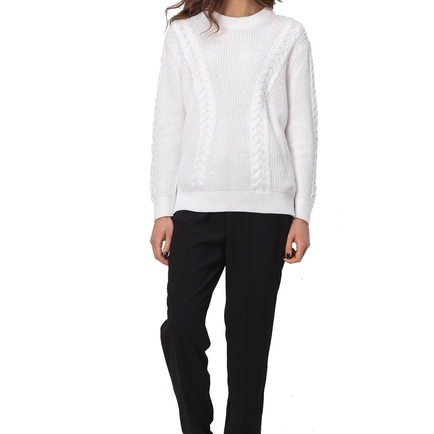 DKNY Women Cable Knit Crewneck Pullover Sweater