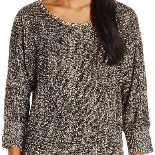 XOXO Juniors Chain Detail Sequin Pullover Sweater