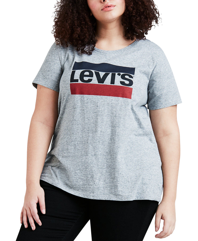 Levis Women Plus Trendy Cotton Logo T Shirt Grey