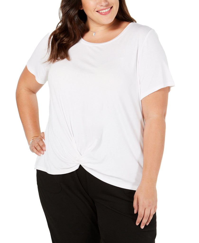 Style & Co Women Plus Twist Hem T Shirt Bright White