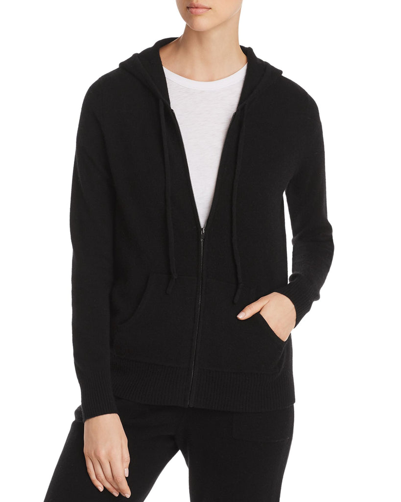 C By Bloomingdales Women Cashmere Zip Hoodie Black