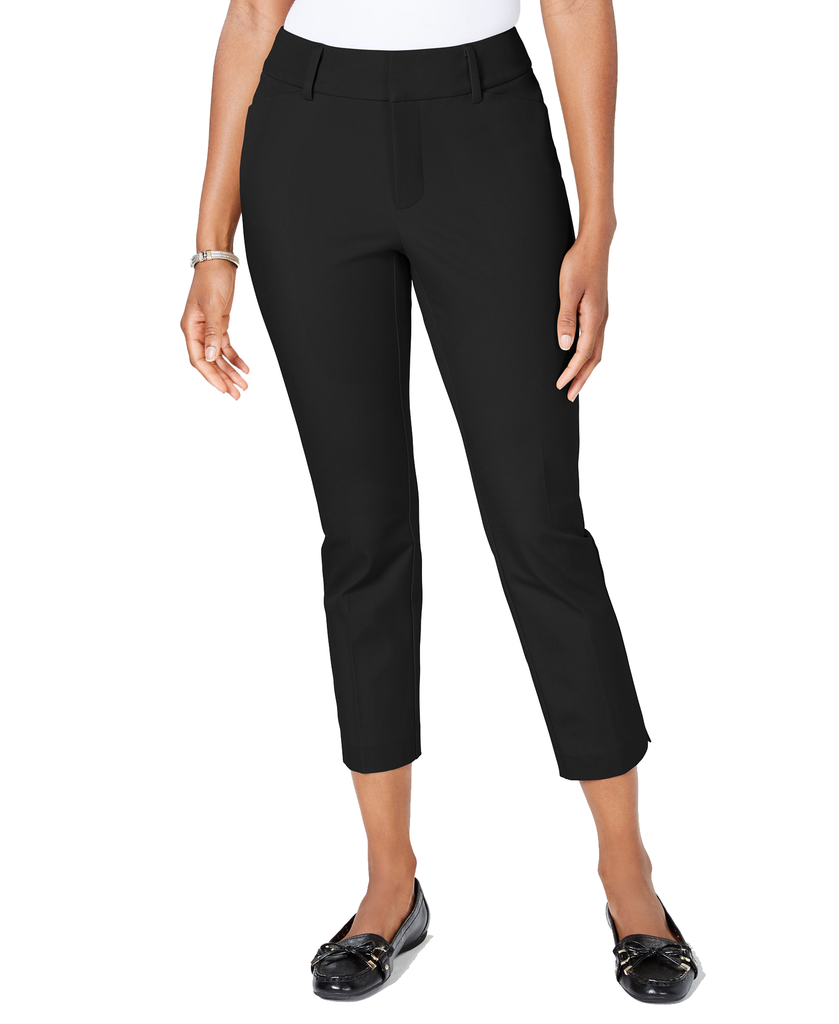 Charter Club Women Newport Tummy Control Cropped Pants Deep Black