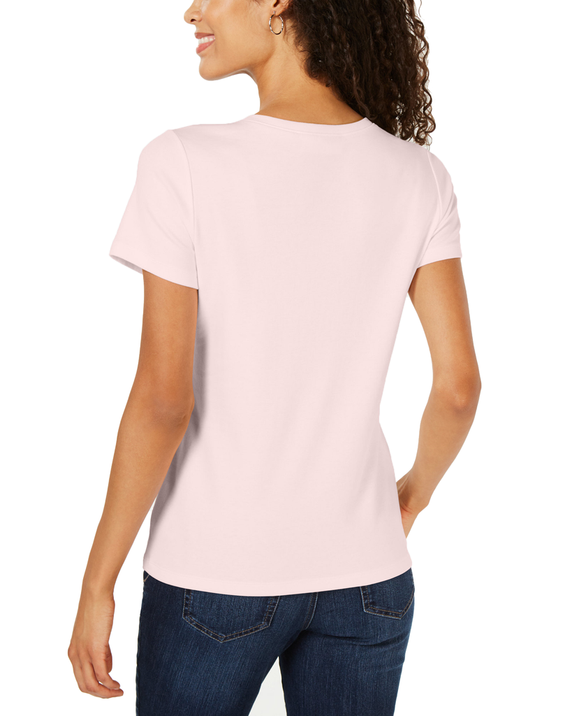 Karen Scott Women Short Sleeve Henley Top