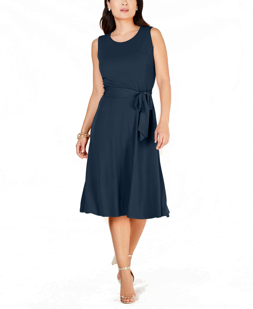 Charter Club Women Tie Waist Midi Dress Intrepid Blue