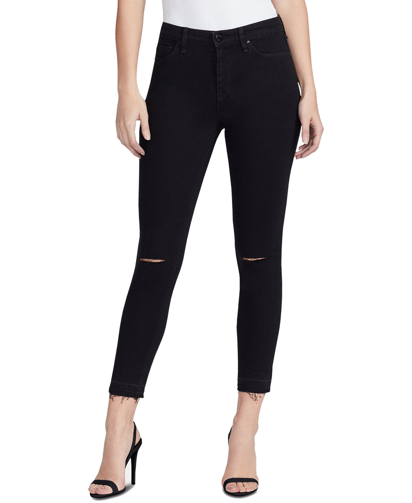 WILLIAM RAST Women High Rise Sculpted Ripped Skinny Ankle Jeans Black