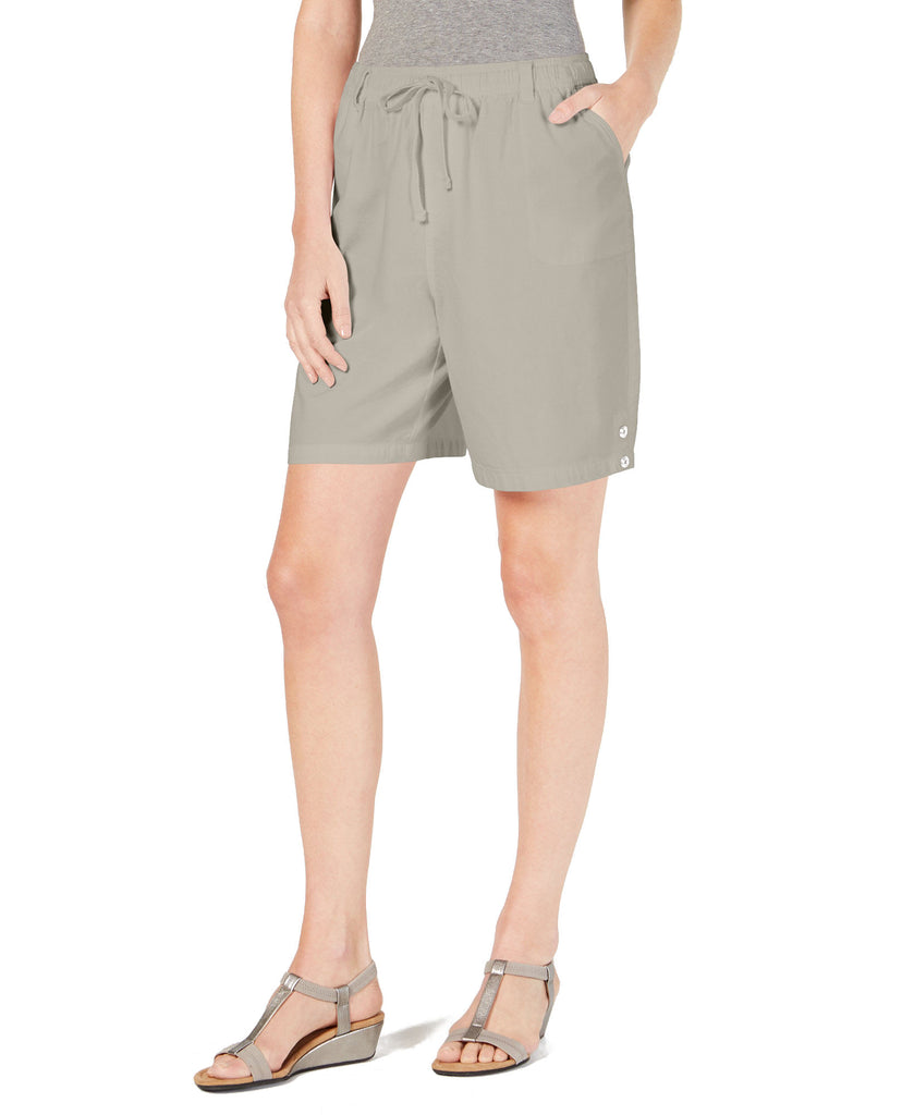 Karen Scott Women Petite Cotton Pull On Shorts Stonewall