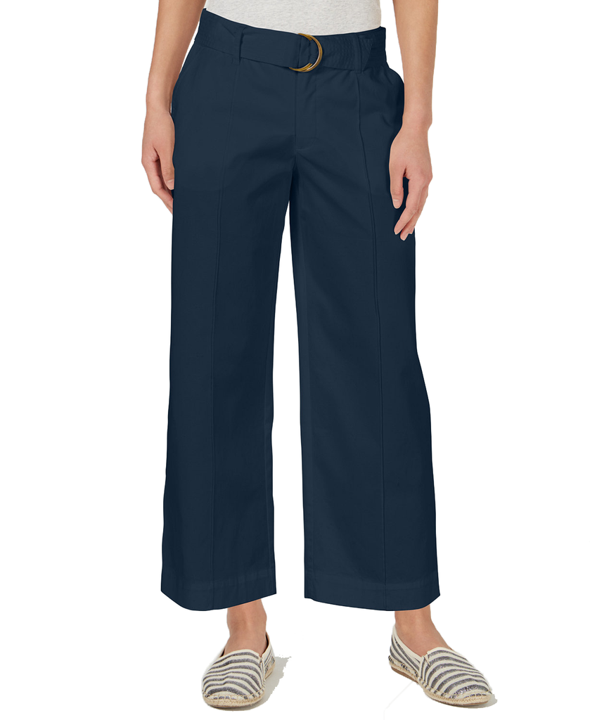 Charter Club Women Wide Leg Belted Pants Intrepid Blue