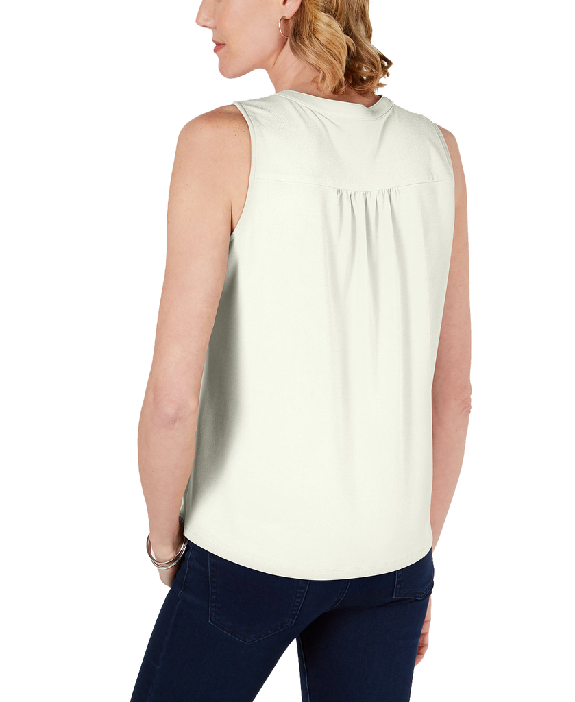 Charter Club Women Sleeveless Pintuck Blouse