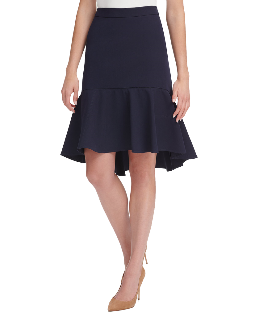 Tommy Hilfiger Women Twill High Low Ruffle Skirt Blue