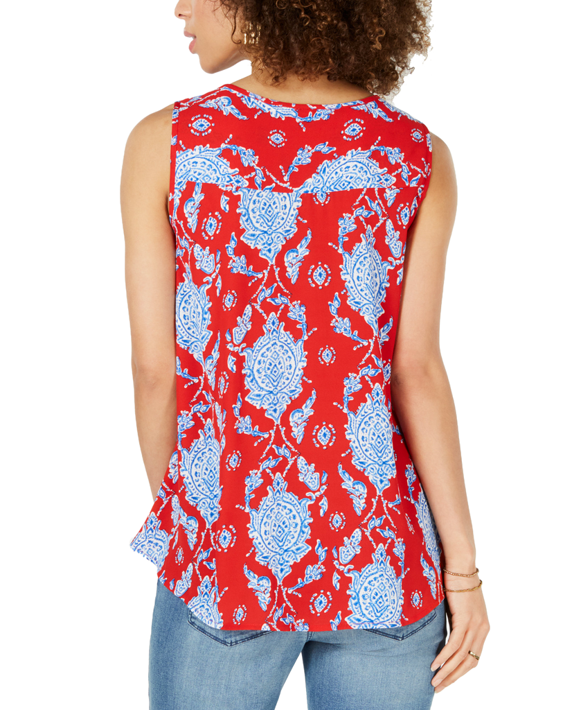 Style & Co Women Printed Sleeveless High Low Swing Top