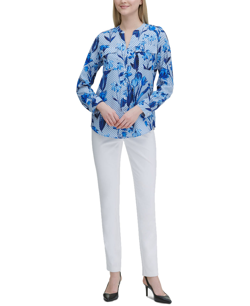 Calvin Klein Women Printed Roll Tab Blouse