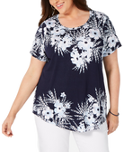 JM Collection Women Plus Printed T Shirt Maui Geo