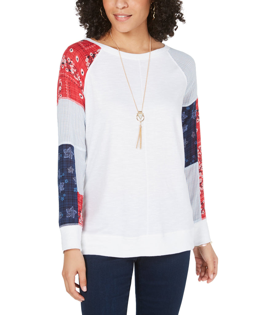 Style & Co Women Patchwork Sweatshirt American Breeze