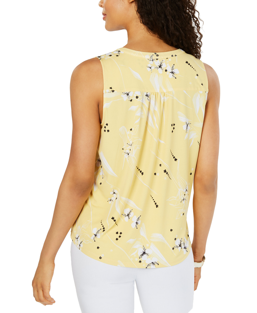 Charter Club Women Sleeveless Printed Pintuck Blouse