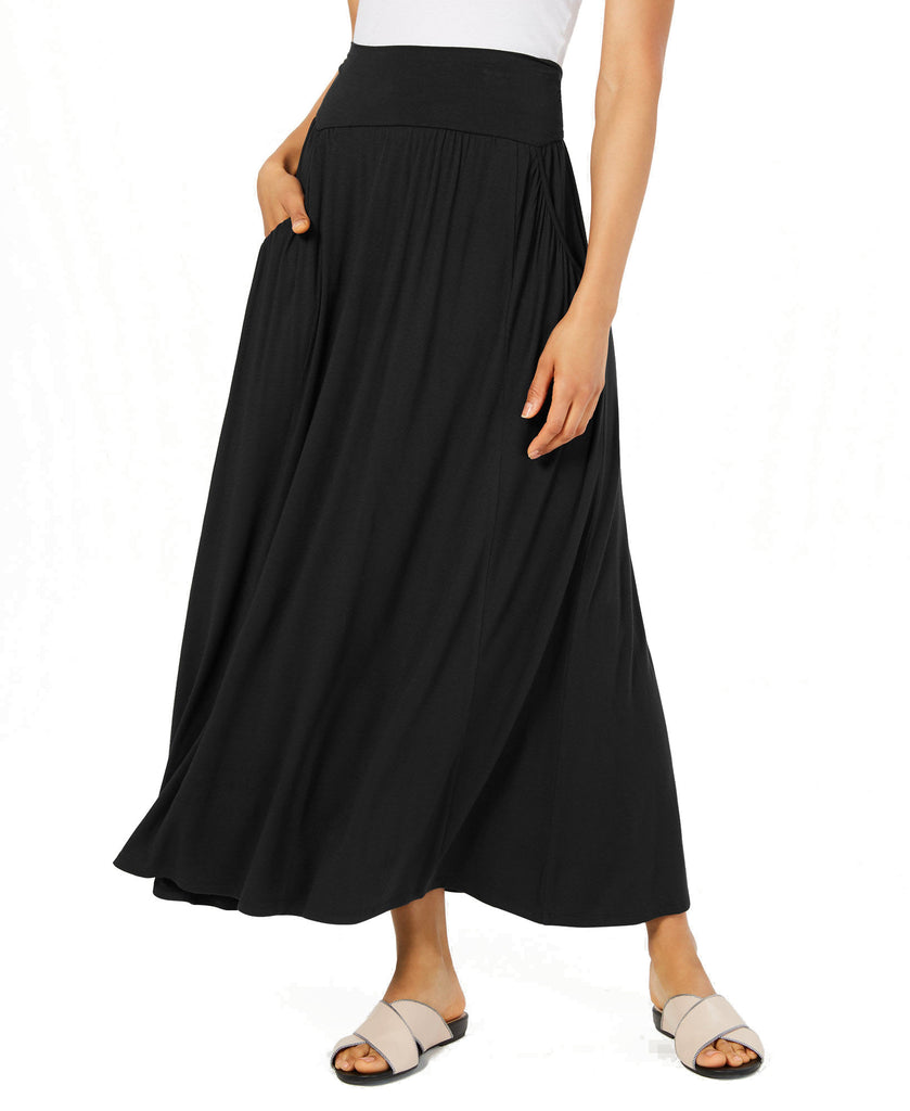 Style & Co Womens Petite Knit Maxi Skirt Deep Black