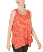Style & Co Women Petite Printed Tank Top Palm Array