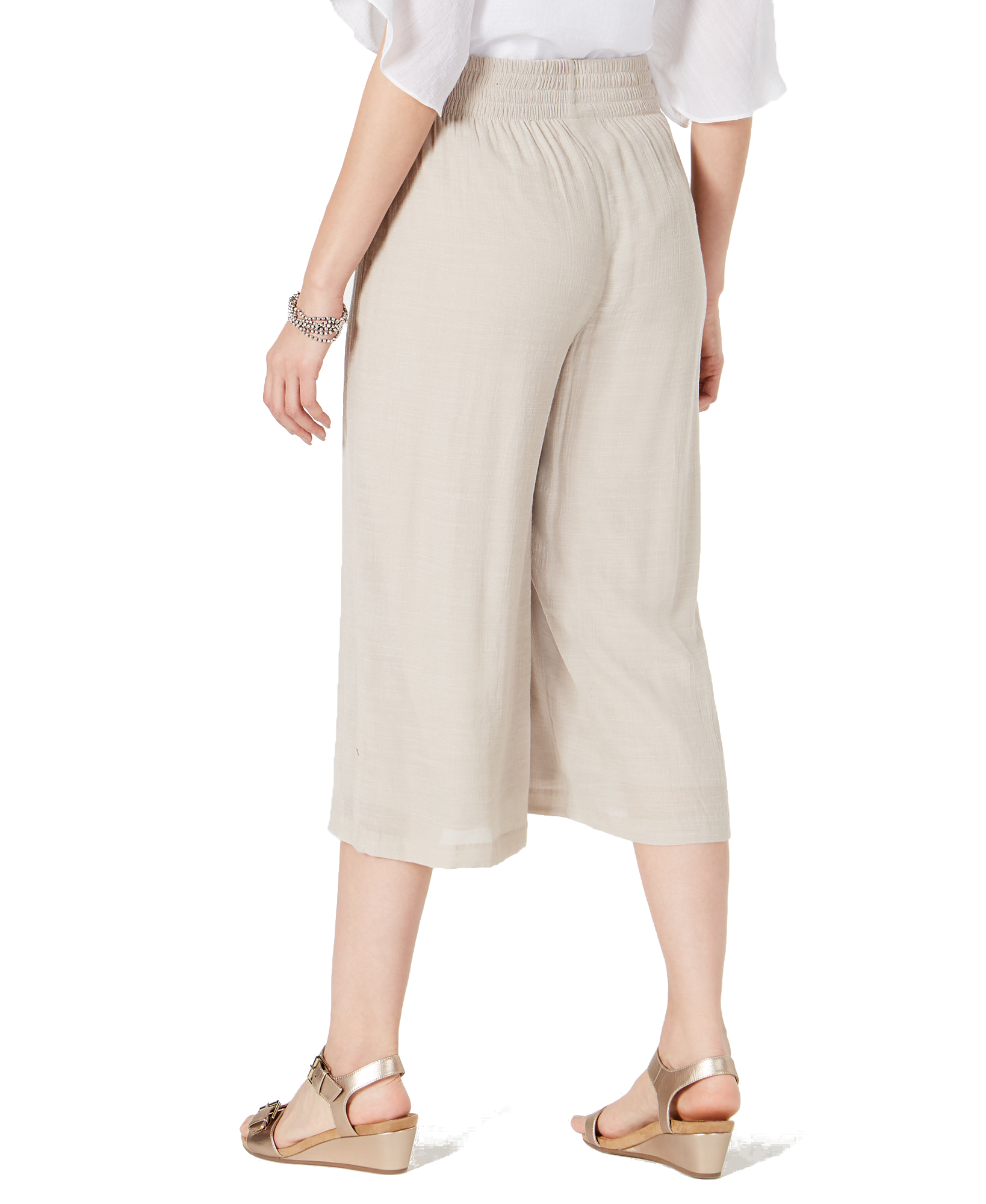 JM Collection Women Tie Front Textured Capri Pants