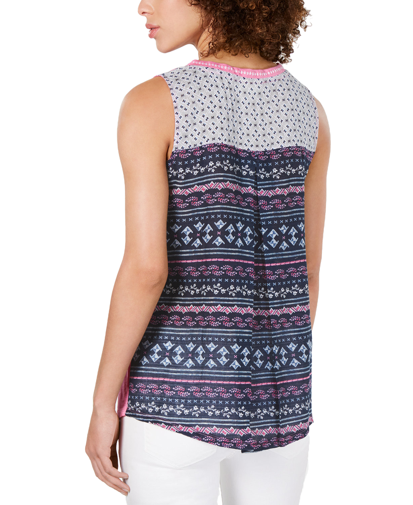 Style & Co Women Printed Colorblocked Top