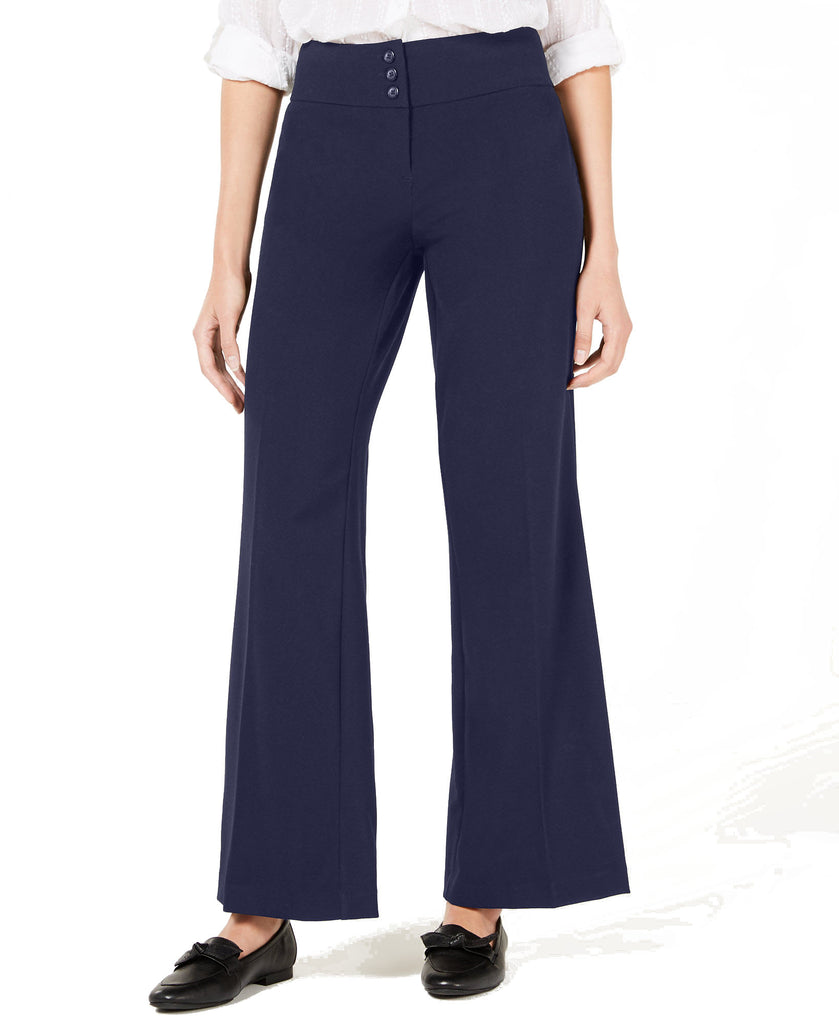 Style & Co Women Stretch Wide Leg Pants Navy