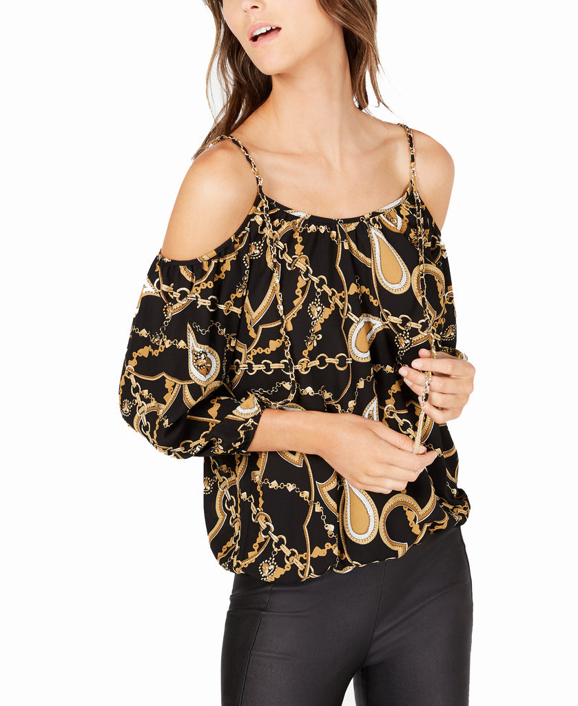 INC International Concepts Women Printed Cold Shoulder Top Paisley Chairns