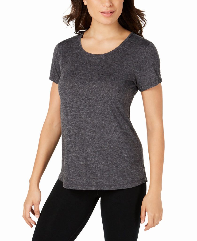 Ideology Women Mesh Back T Shirt Charcoal Heather