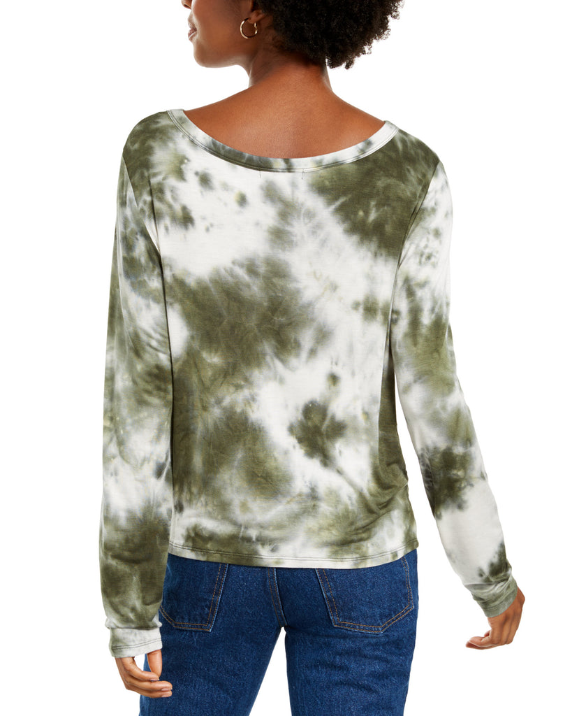 Hooked Up by IOT Women Tie Dye Twist Front Top